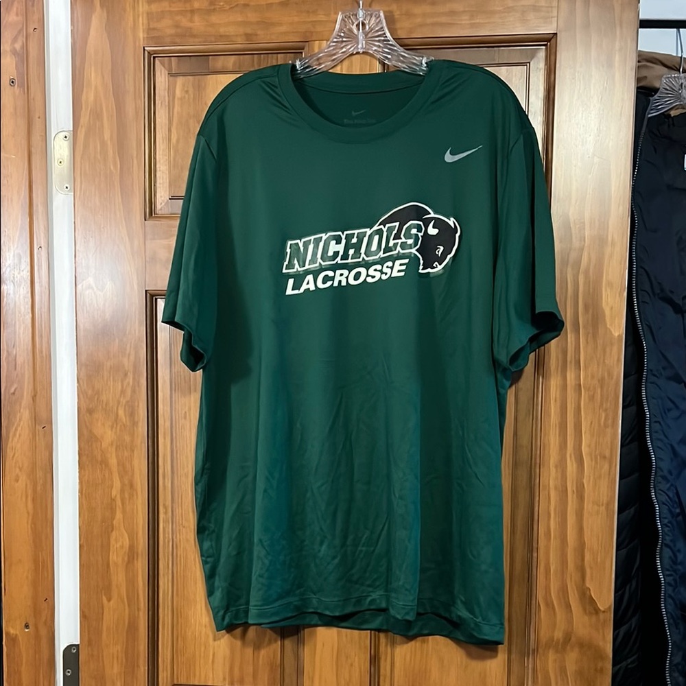 Nike Dri-FIT Green Tee - Nichols College Lacrosse with Bison Logo - Unisex